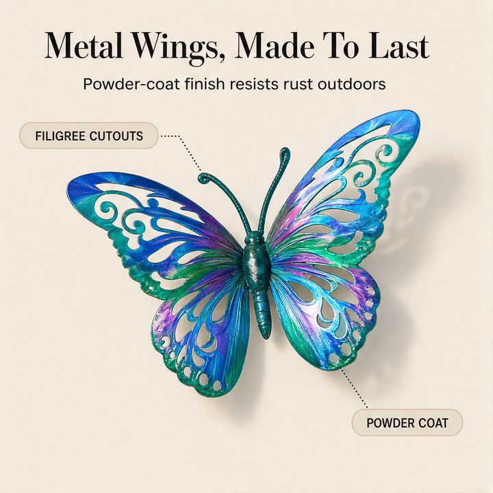 Petalcroft™ – Hand-Painted Iron Butterfly Wall Art for Garden &amp; Fence + 50% OFF