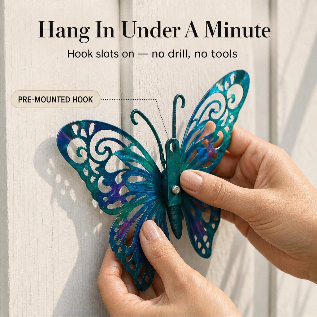 Petalcroft™ – Hand-Painted Iron Butterfly Wall Art for Garden &amp; Fence + 50% OFF