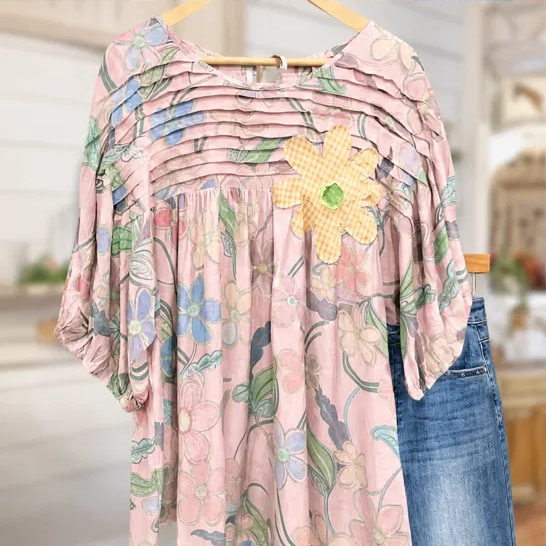 Meadowlark™ – Pleated Yoke Floral Puff-Sleeve Blouse + 50% OFF