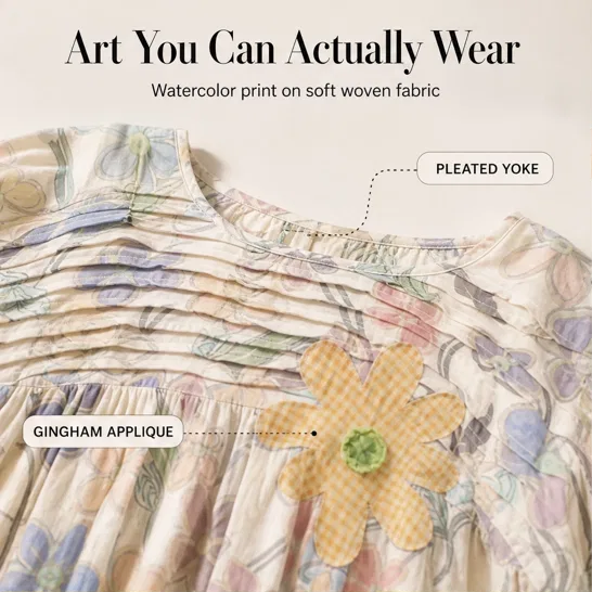 Meadowlark™ – Pleated Yoke Floral Puff-Sleeve Blouse + 50% OFF