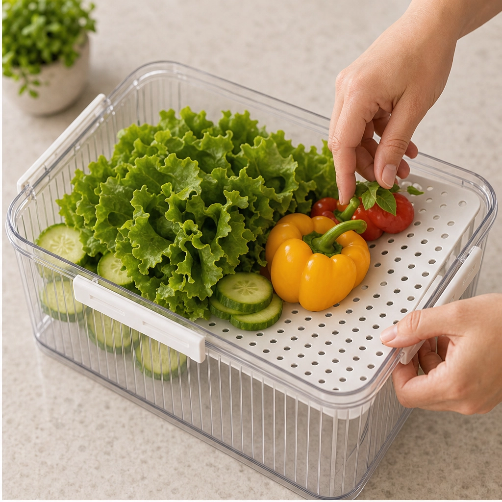 Crispwell™ – Produce Freshness Containers with Date-Dial Timer, Drainage Grid &amp; Airtight Seal + 50% OFF