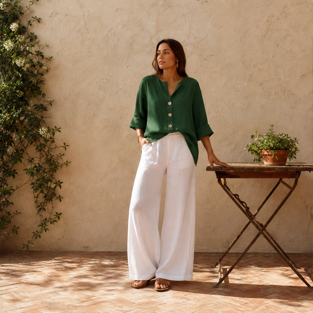 Linelle™ – Loose-Fit V-Neck Button-Down Blouse for Everyday &amp; Office + 50% OFF