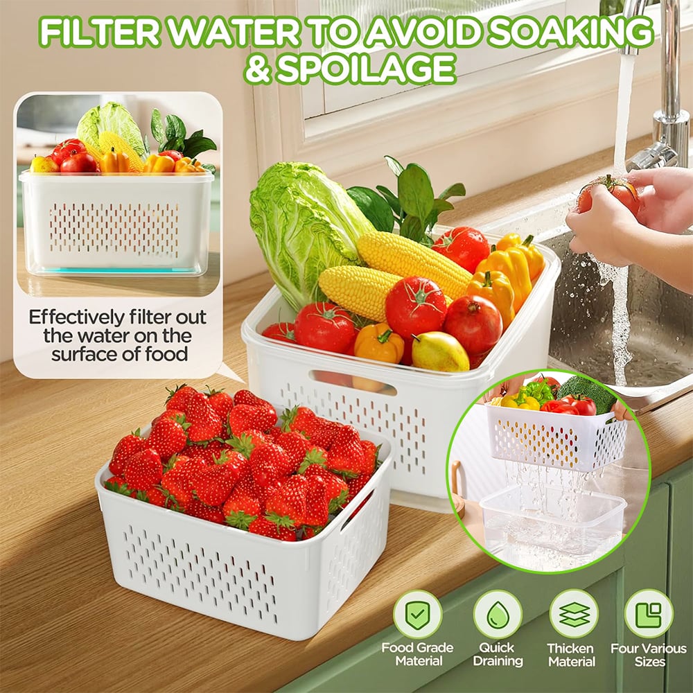Larder™ – Double-Drain Freshness Containers for Fridge Organization + 50% OFF