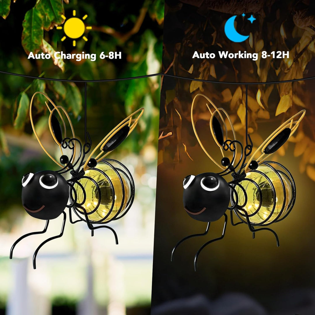 HoneyHollow™ – Solar-Powered Hanging Bee Garden Light with Warm LED Glow + 50% OFF