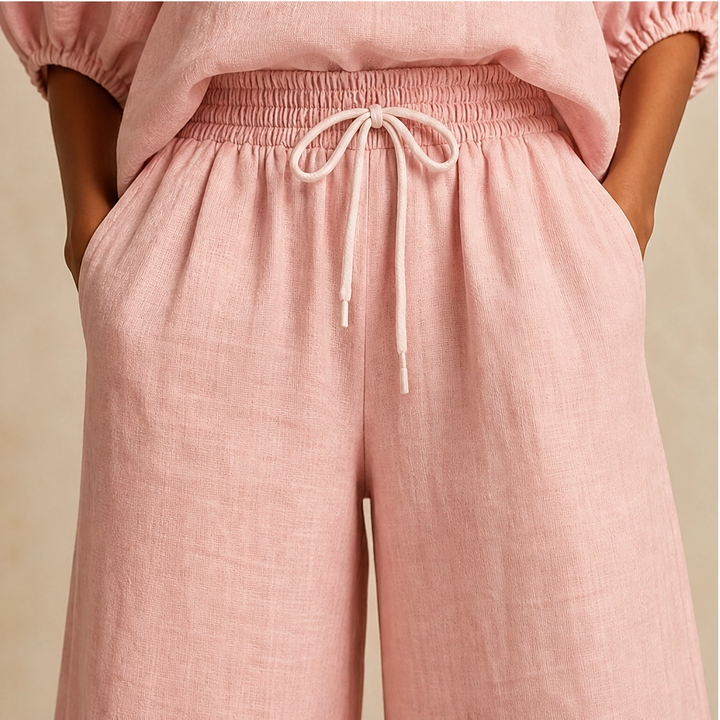 Linfold™ – Drape-Soft 2-Piece Set with Gold Zip &amp; Wide-Leg Pants + 50% OFF