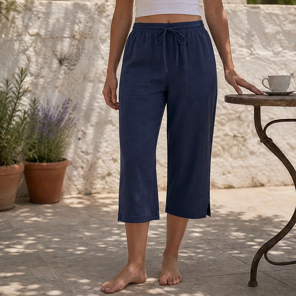 Willowdrift™ – Breezy Cotton-Linen Wide-Leg Cropped Pants + 50% OFF