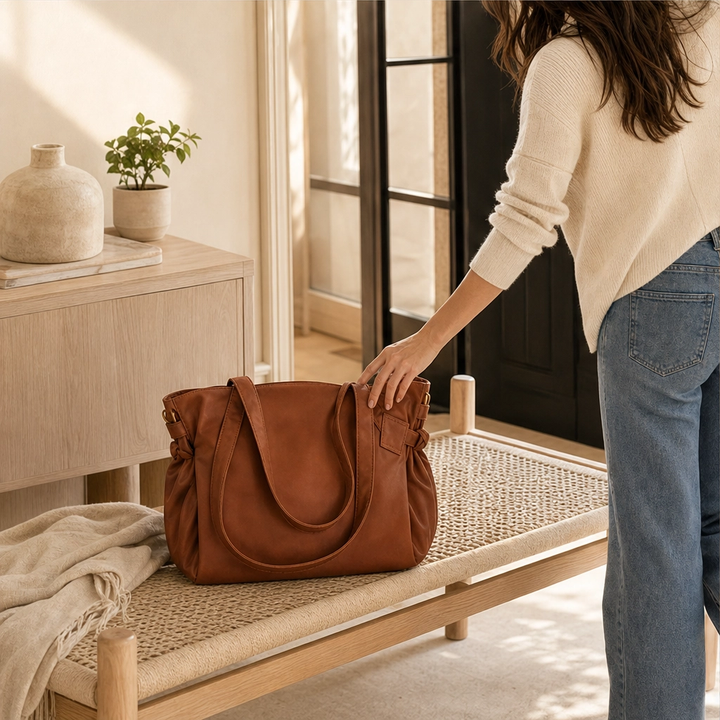 Ashcroft™ – Water-Resistant Oxford Lay-Flat Shoulder Tote + 50% OFF