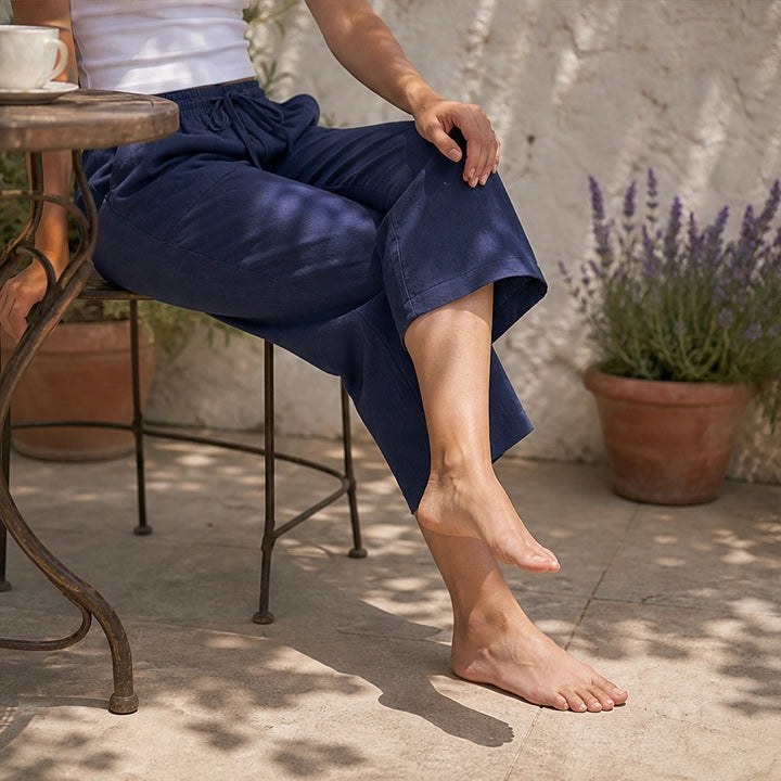 Willowdrift™ – Breezy Cotton-Linen Wide-Leg Cropped Pants + 50% OFF