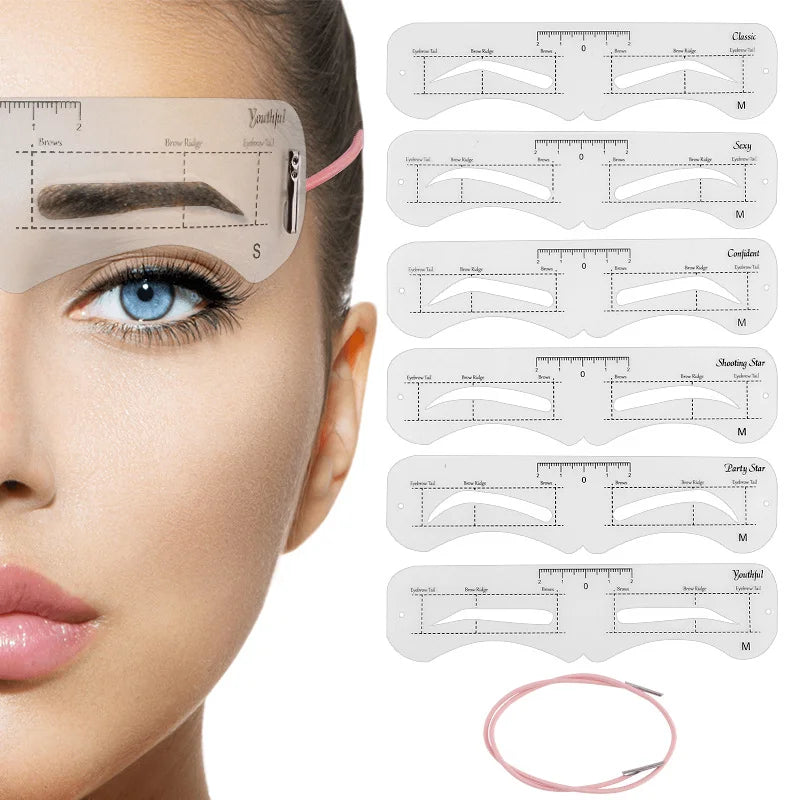 Browette™ – 12-Style Reusable Eyebrow Shaping Stencil Kit with Elastic Fix-Band + 50% OFF