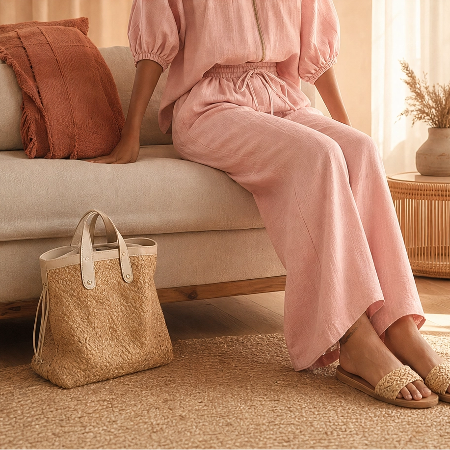 Linfold™ – Drape-Soft 2-Piece Set with Gold Zip &amp; Wide-Leg Pants + 50% OFF