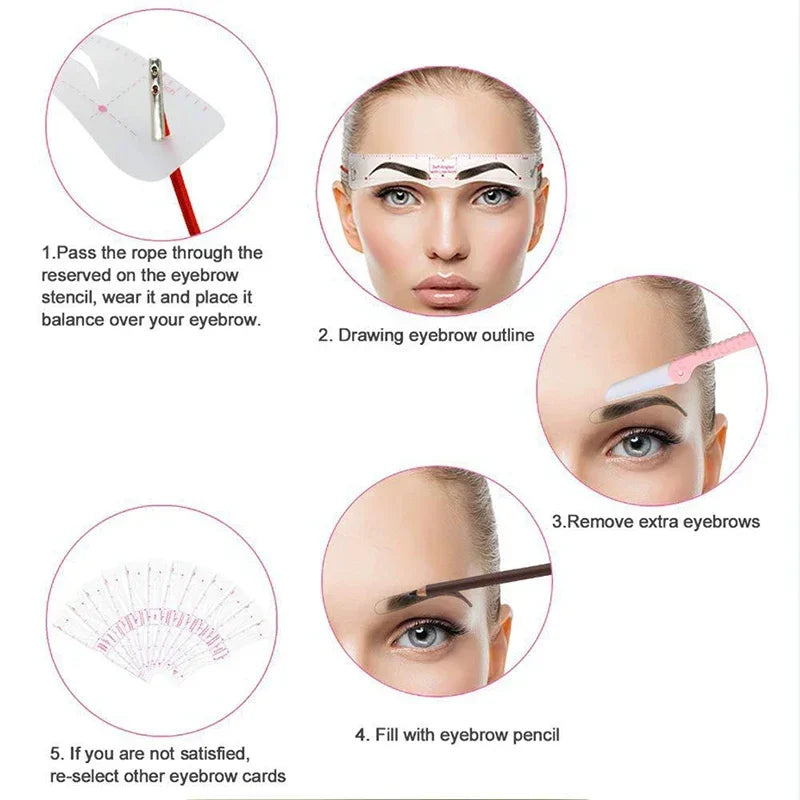 Browette™ – 12-Style Reusable Eyebrow Shaping Stencil Kit with Elastic Fix-Band + 50% OFF
