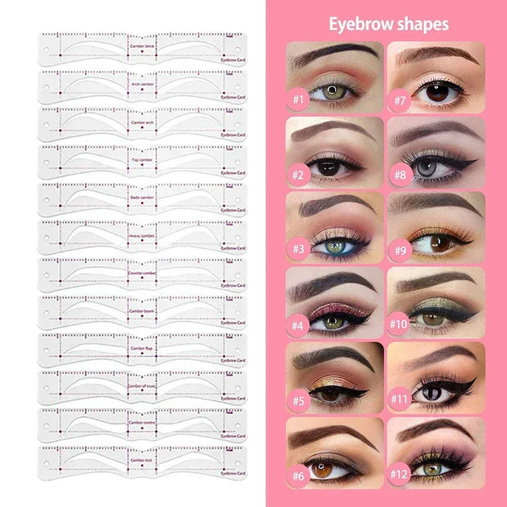 Browette™ – 12-Style Reusable Eyebrow Shaping Stencil Kit with Elastic Fix-Band + 50% OFF