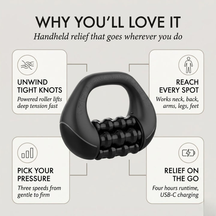 Kneadix™ – Powered 3-Speed Handheld Rolling Muscle Massager + 50% OFF