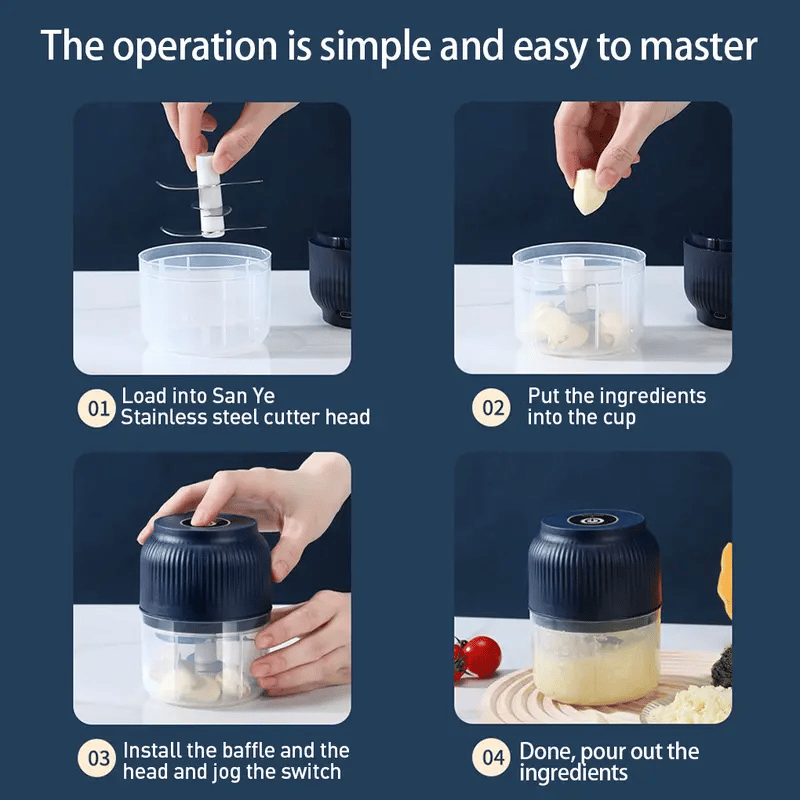Mincely™ – Cordless One-Button Mini Electric Garlic Chopper &amp; Food Mincer + 50% OFF
