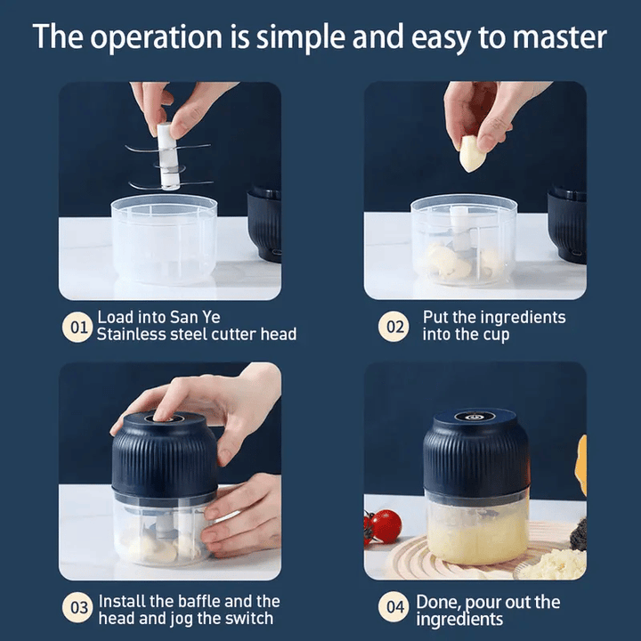 Mincely™ – Cordless One-Button Mini Electric Garlic Chopper &amp; Food Mincer + 50% OFF