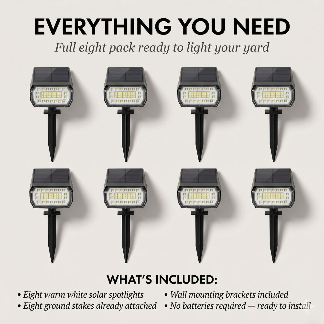 Grovewick™ – Warm White Solar Landscape Spotlights with 3 Brightness Modes + 50 % OFF