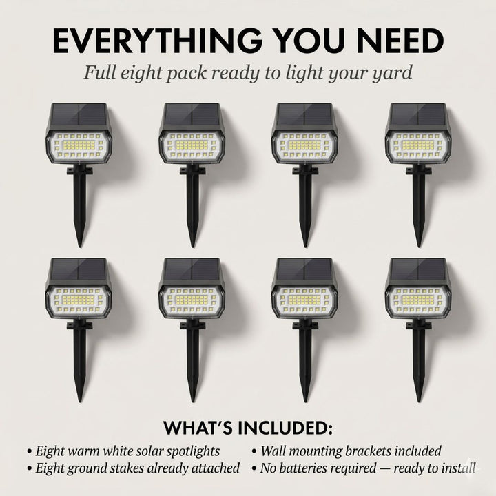 Grovewick™ – Warm White Solar Landscape Spotlights with 3 Brightness Modes + 50 % OFF