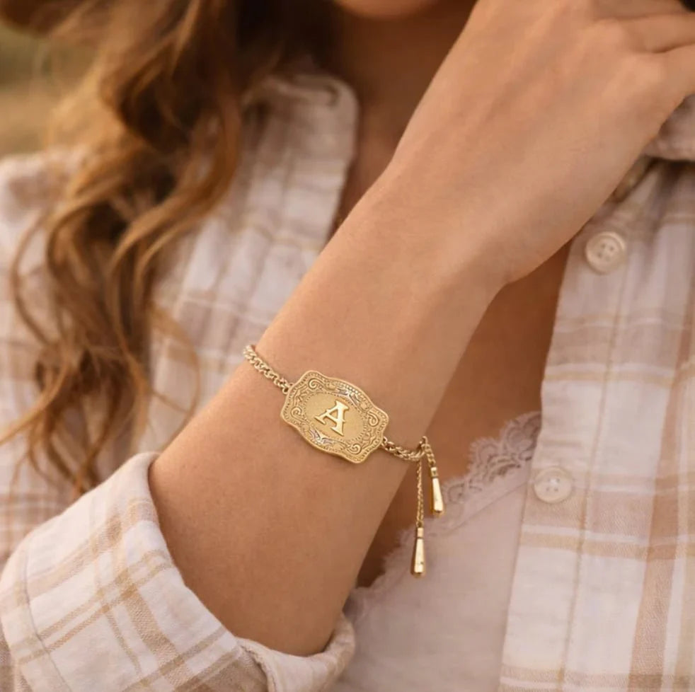 Sagebrook™ – Personalized Western Initial Bracelet with Adjustable Bolo Chain + 50% OFF