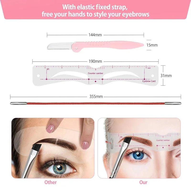 Browette™ – 12-Style Reusable Eyebrow Shaping Stencil Kit with Elastic Fix-Band + 50% OFF