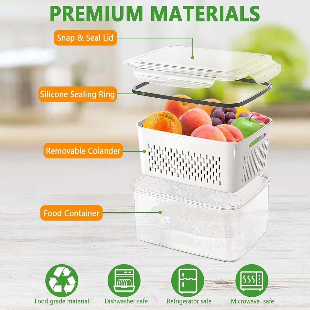 Larder™ – Double-Drain Freshness Containers for Fridge Organization + 50% OFF