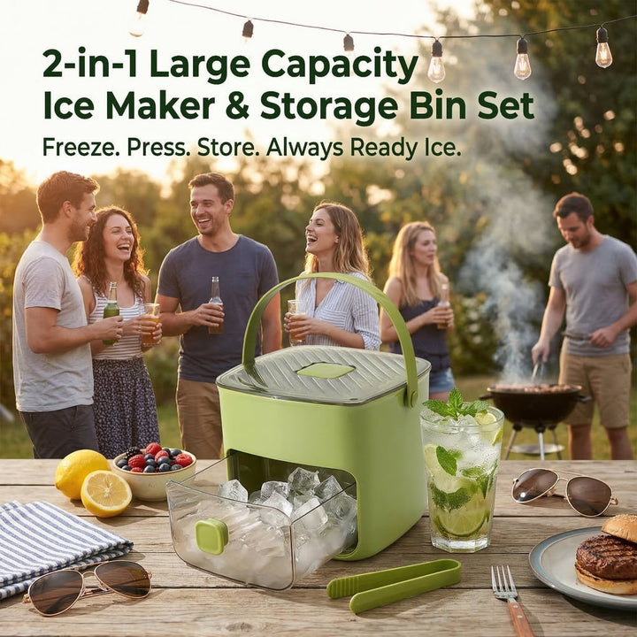 The AuraChill Ice Station — 2-in-1 Large Capacity Ice Maker &amp; Storage Bin + 50% OFF