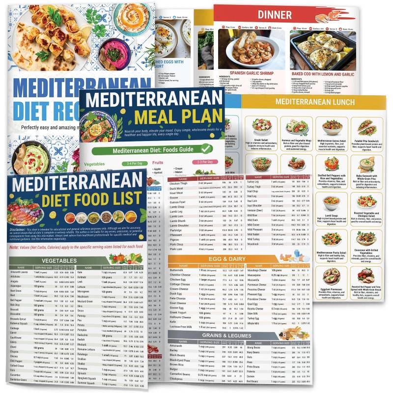 Olivara™ – Mediterranean Diet Food List, Meal Plan &amp; Recipe Chart Set + 50% OFF