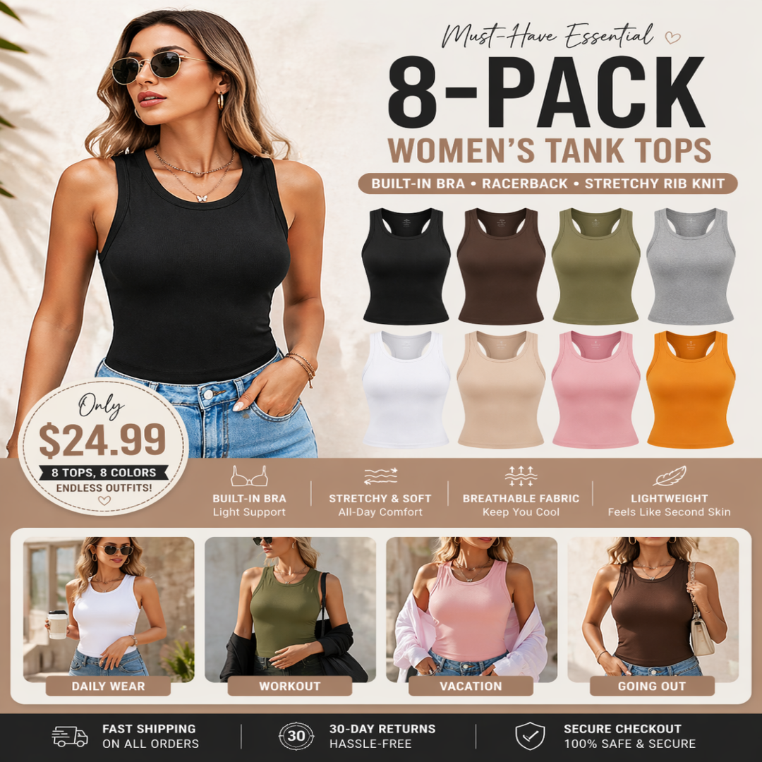 Ribelle™ – Ribbed Knit Tank Top with Built-In Bra Support + 50% OFF