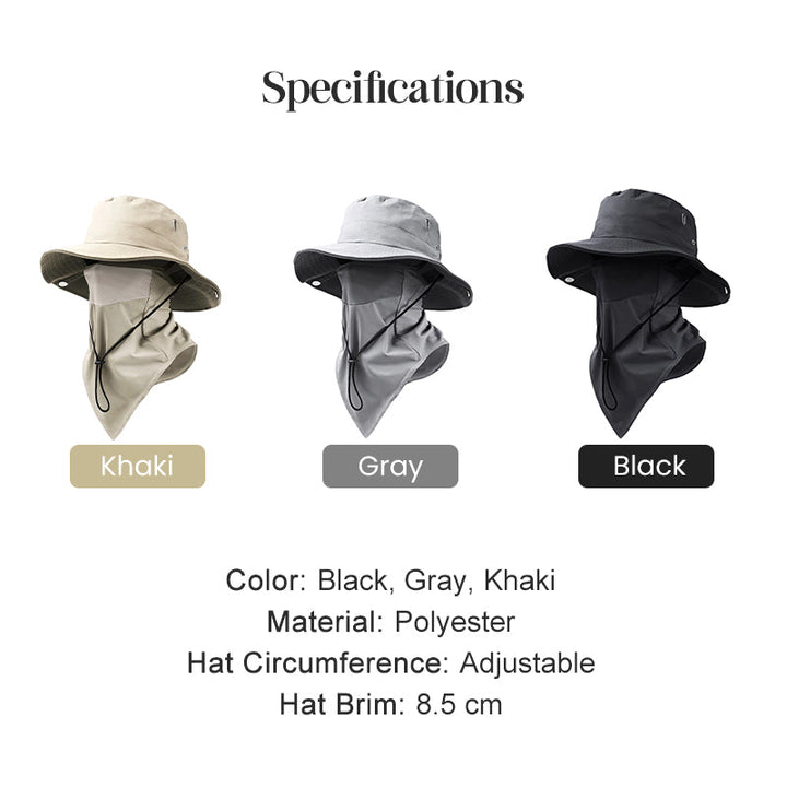 Shadecraft™ – UPF 50+ 360° Coverage Bucket Hat with Detachable Face Cover &amp; Neck Flap + 50% OFF
