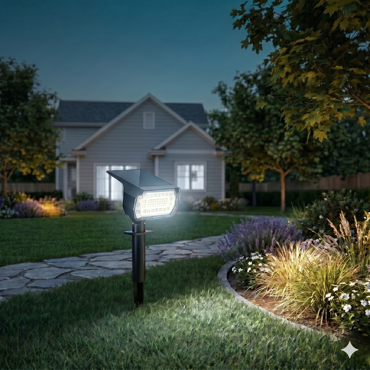 Grovewick™ – Warm White Solar Landscape Spotlights with 3 Brightness Modes + 50 % OFF