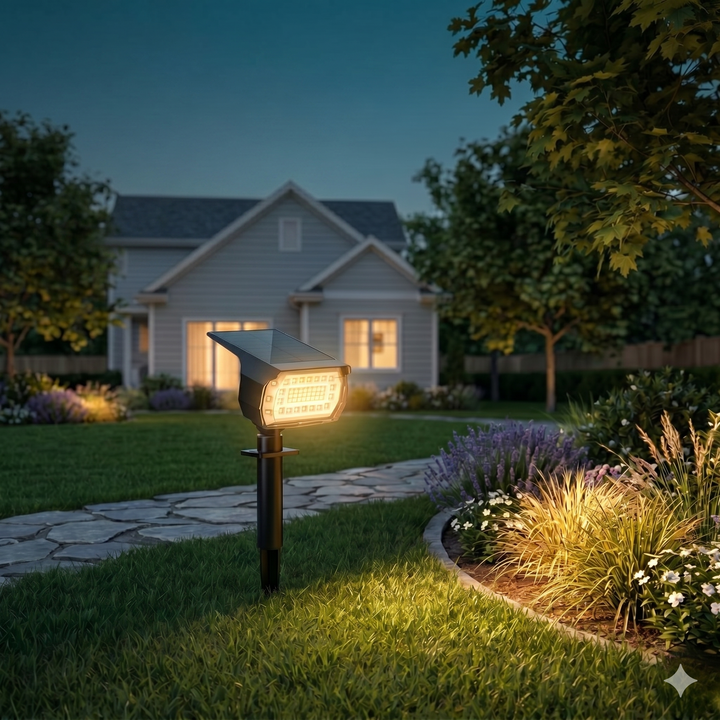 Grovewick™ – Warm White Solar Landscape Spotlights with 3 Brightness Modes + 50 % OFF