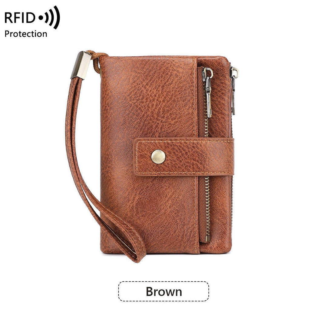 Mayfold™ – Slim RFID-Blocking Bifold Leather Wallet with Wristlet &amp; 17 Card Slots + 50% OFF