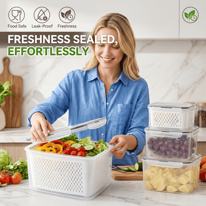 Larder™ – Double-Drain Freshness Containers for Fridge Organization + 50% OFF