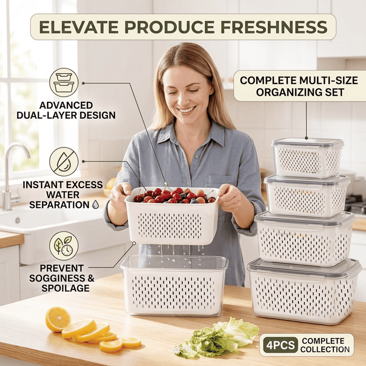 Larder™ – Double-Drain Freshness Containers for Fridge Organization + 50% OFF