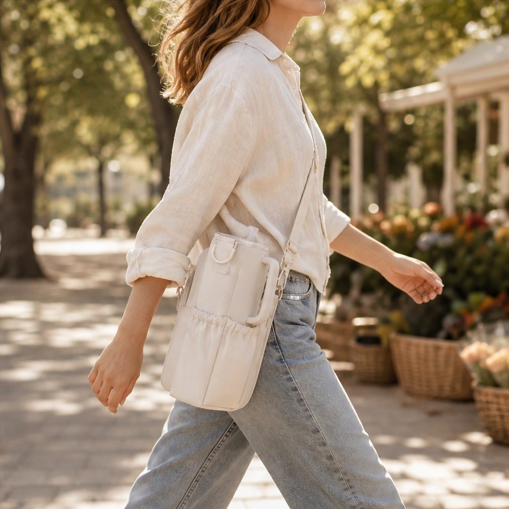 Voya™ – Insulated Crossbody Tumbler Carrier with Phone Pocket &amp; Adjustable Strap + 50% OFF