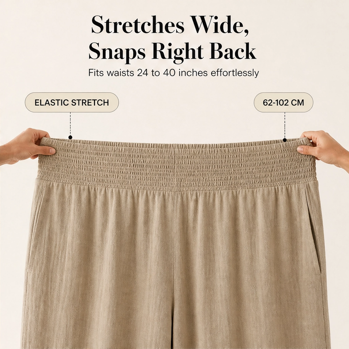 Willowhem™ – Smocked High-Waist Cotton Linen Wide-Leg Ruffle Lounge Pants + 50% OFF