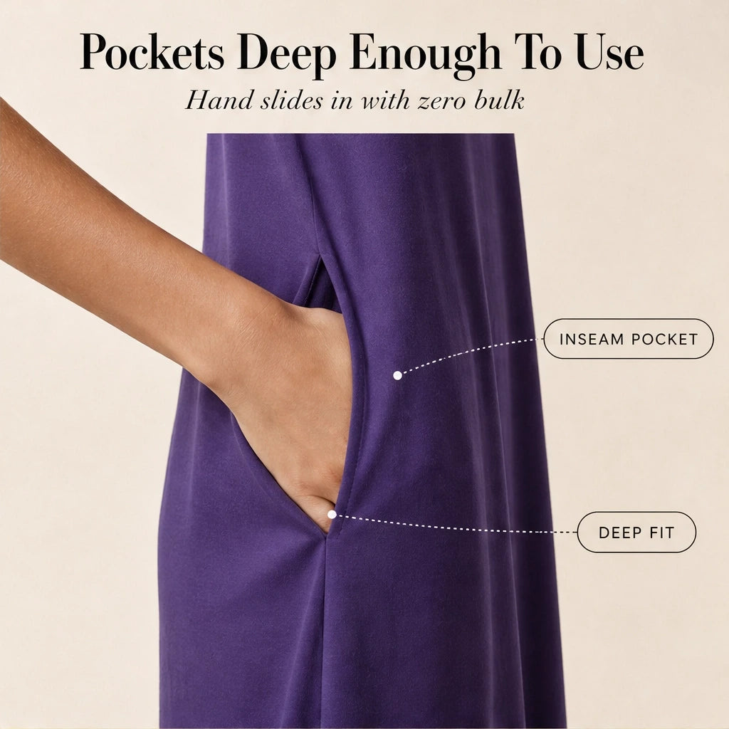 Driftbloom™ – Sleeveless A-Line Maxi Dress with Hidden Pockets + 50% OFF