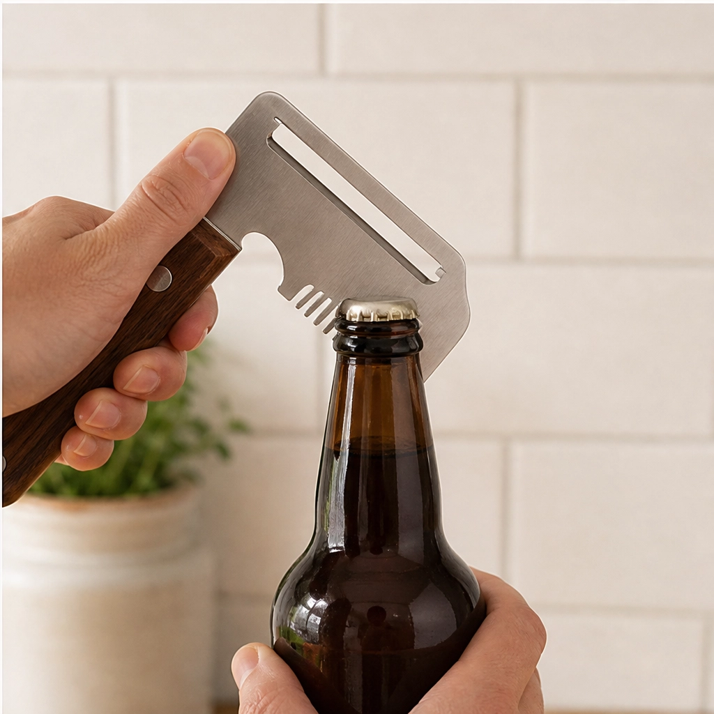 Hearthen™ – 3-in-1 Stainless Steel Scallion Shredder, Peeler &amp; Bottle Opener with Wood Handle + 50% OFF