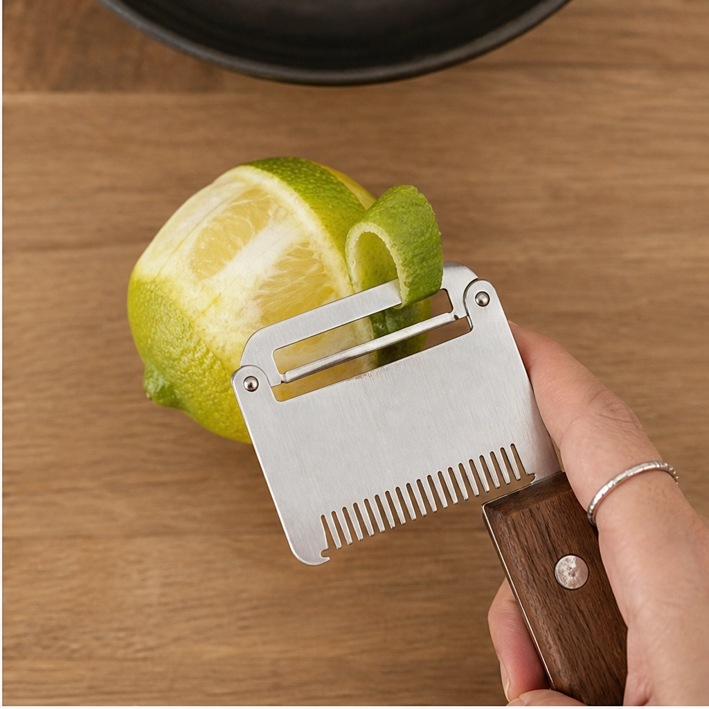 Hearthen™ – 3-in-1 Stainless Steel Scallion Shredder, Peeler &amp; Bottle Opener with Wood Handle + 50% OFF