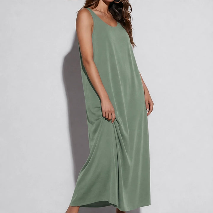 Driftbloom™ – Sleeveless A-Line Maxi Dress with Hidden Pockets + 50% OFF