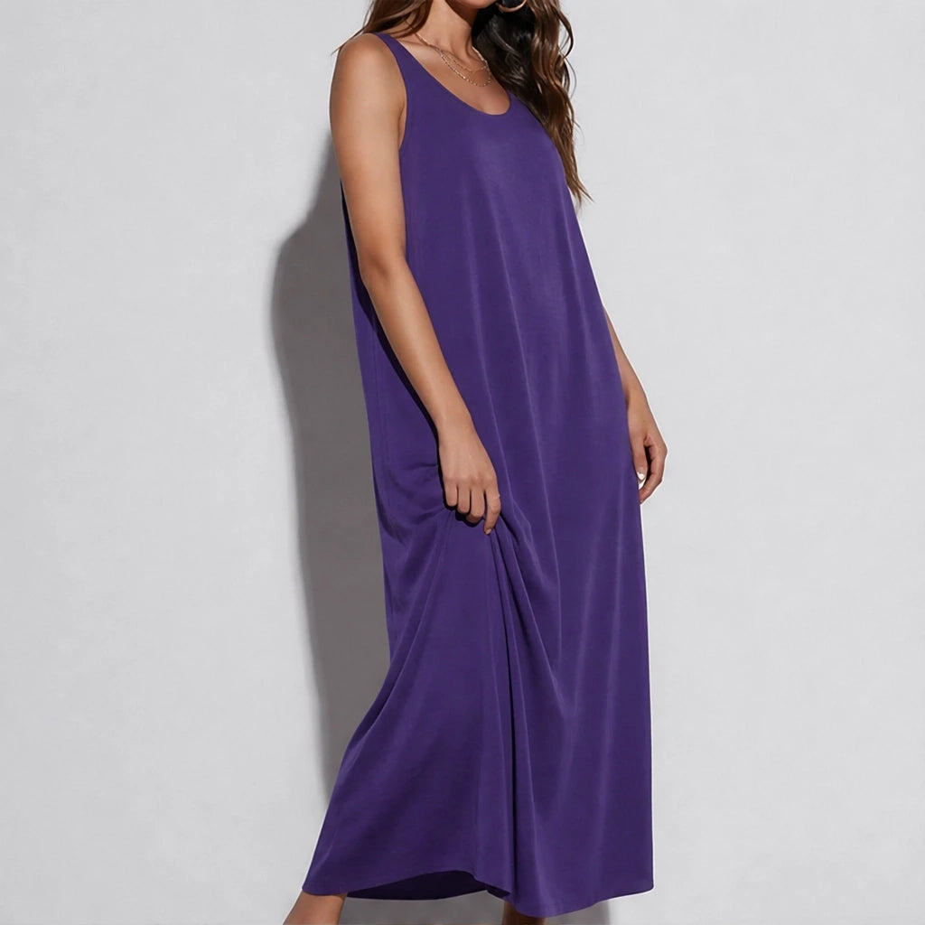 Driftbloom™ – Sleeveless A-Line Maxi Dress with Hidden Pockets + 50% OFF