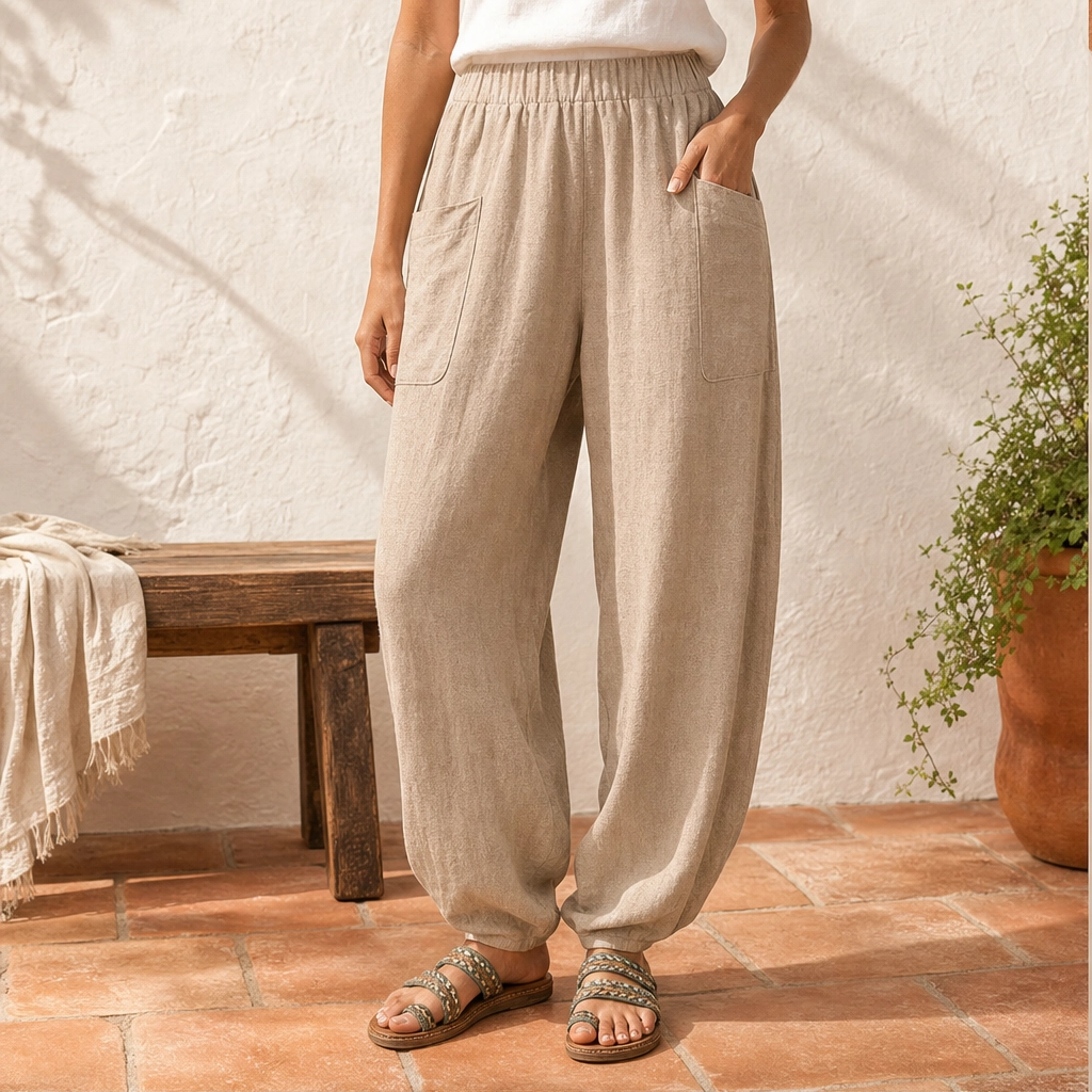 Linaria™ – Breezy Wide-Leg Linen-Cotton Pants with Deep Pockets + 50% OFF