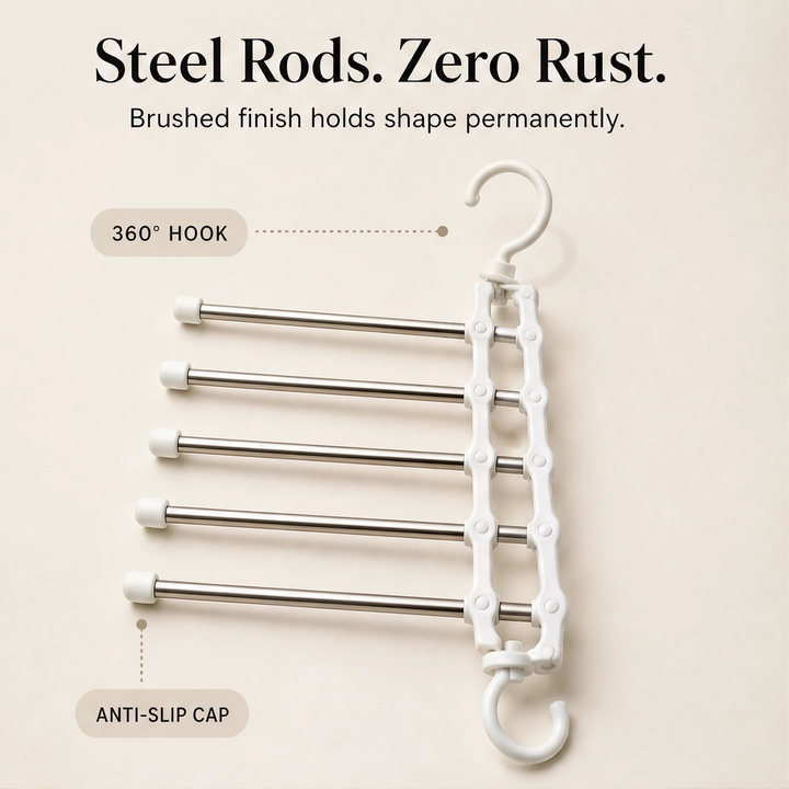 Alcove™ – 5-Tier Foldable Pants Hanger with Stainless Steel Bars + 50% OFF
