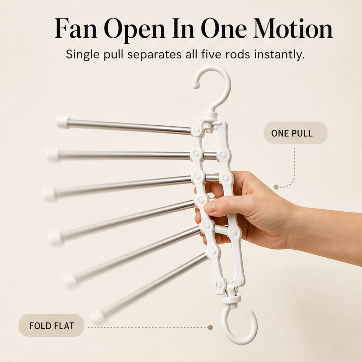 Alcove™ – 5-Tier Foldable Pants Hanger with Stainless Steel Bars + 50% OFF