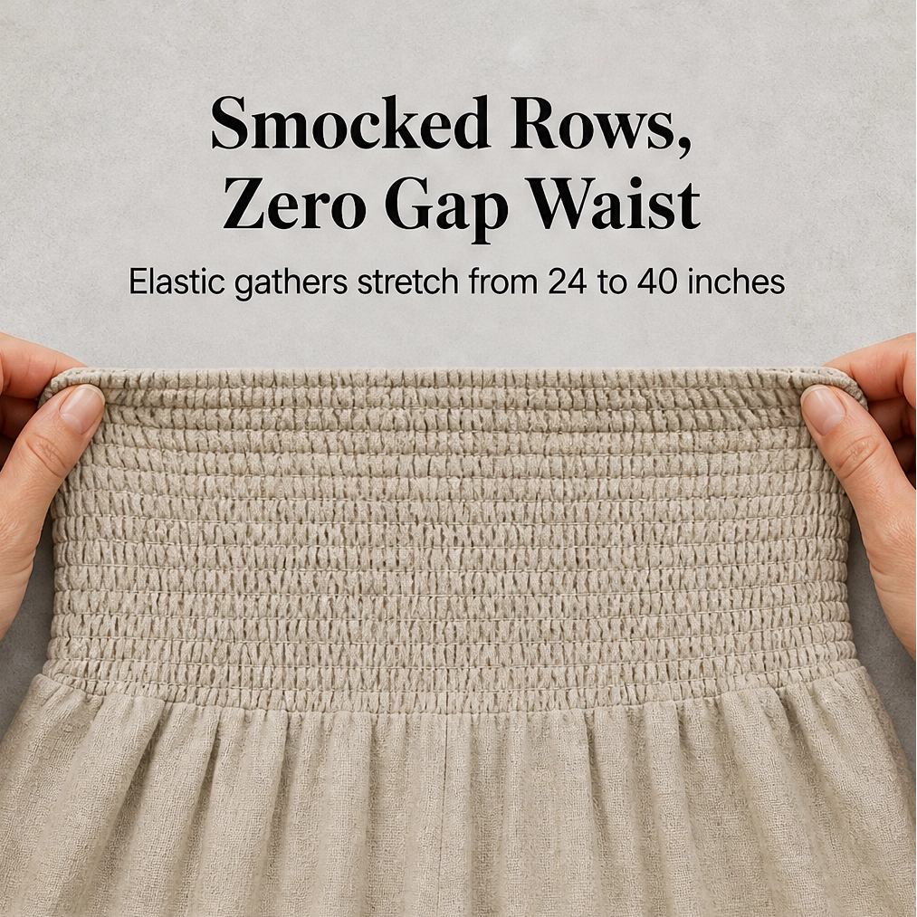 Willowhem™ – Smocked High-Waist Cotton Linen Wide-Leg Ruffle Lounge Pants + 50% OFF