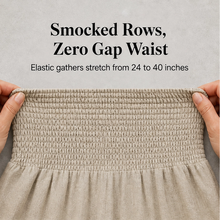 Willowhem™ – Smocked High-Waist Cotton Linen Wide-Leg Ruffle Lounge Pants + 50% OFF