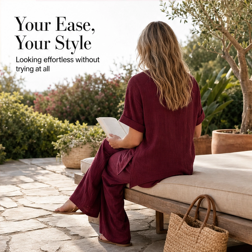 Driftelle™ – Asymmetrical Hem Top &amp; Wide-Leg Pants 2-Piece Lounge Set + 50% OFF