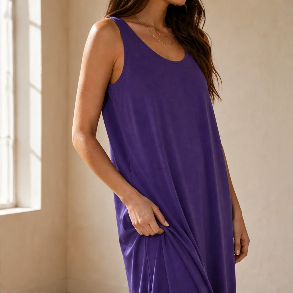 Driftbloom™ – Sleeveless A-Line Maxi Dress with Hidden Pockets + 50% OFF