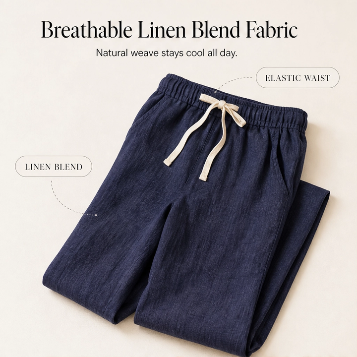 Driftwell™ – Breezy High-Waist Cotton-Linen Wide-Leg Pants + 50% OFF