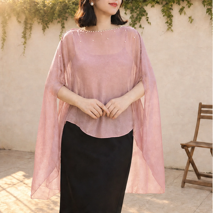 Gossamere™ – Lightweight Linen Cape-Sleeve Drape Shawl + 50% OFF