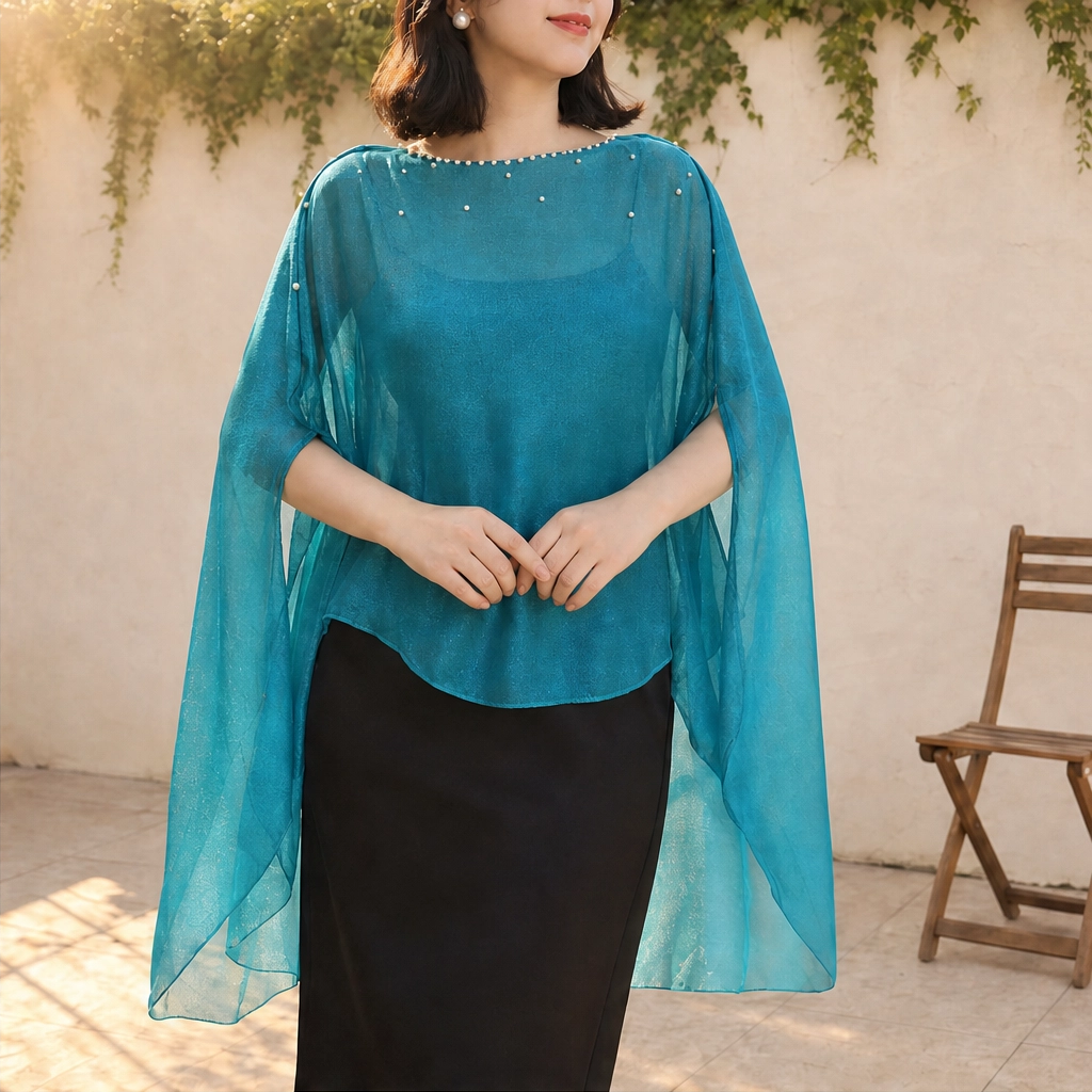 Gossamere™ – Lightweight Linen Cape-Sleeve Drape Shawl + 50% OFF